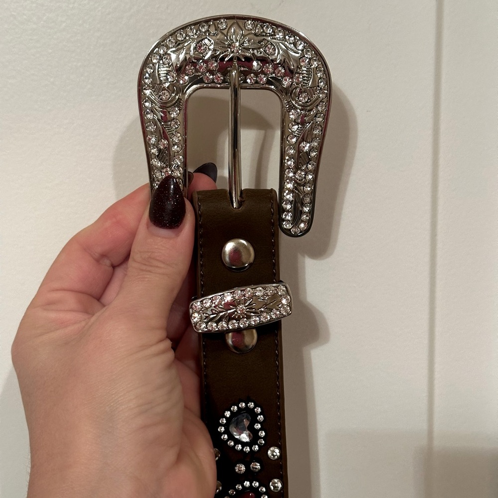 NWT Cowgirl Belt Multicolor Rhinestones Girls fits 24-28”